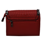 Hong Kong Closeout - Chain Trim Crossbody Handbag with Shoulder Strap - Burgundy