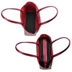 Hong Kong Closeout Genuine Leather Tote Bag with Detachable Zipped Lining - Metallic Red