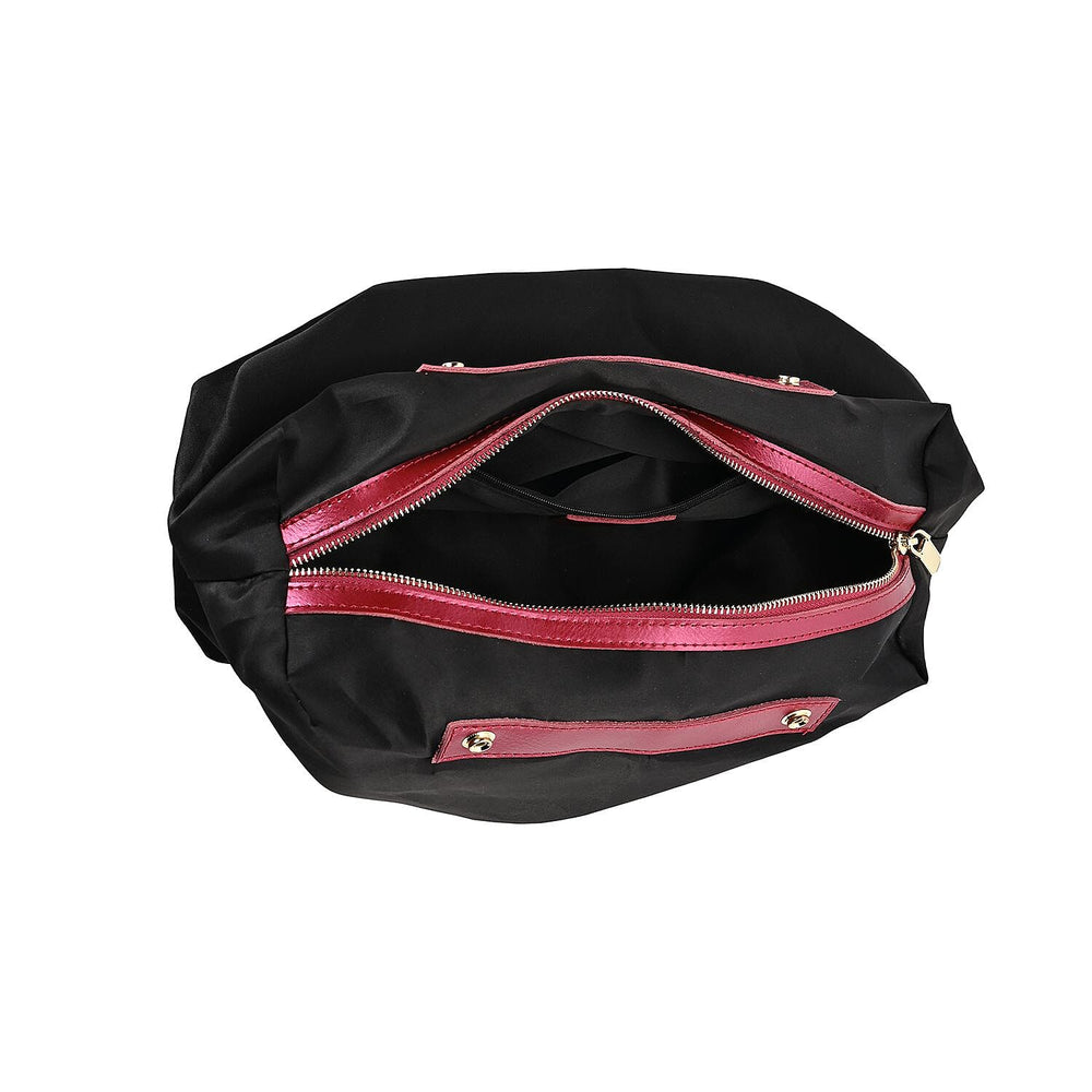 Hong Kong Closeout Genuine Leather Tote Bag with Detachable Zipped Lining - Metallic Red
