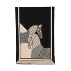 CLOSEOUT DEAL - Designer  Luxurious Horse Print Warm Shawl - Black