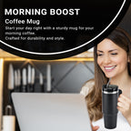 Hot or Cold Insulated Mug with Lid and Stainless Steel Straw - Black