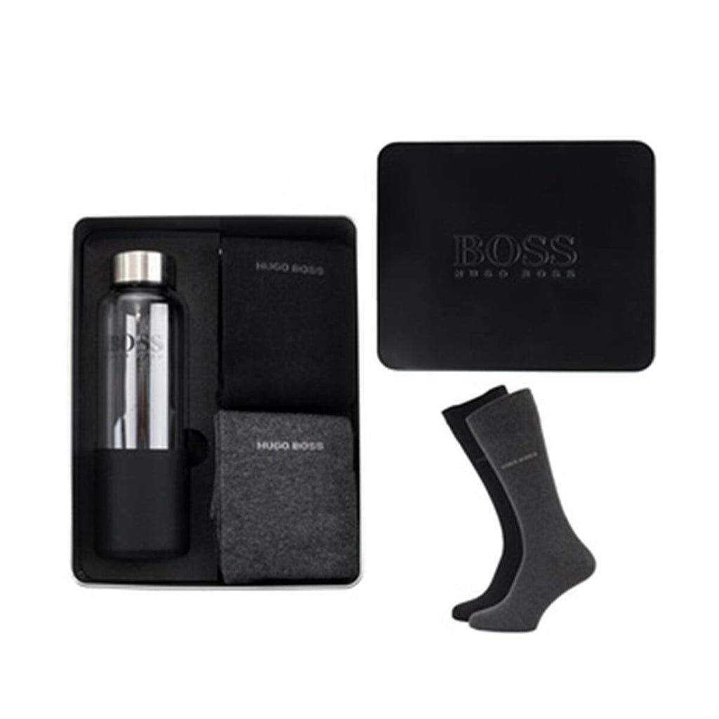 ONE TIME CLOSEOUT  - Premium Hugo Boss Crew Socks- Gift Set includes a Glass Bottle and 2 Pairs of high-quality Designer Socks