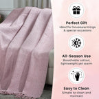 Hush Haven 100% Cotton Waffle Throw Blanket with Fringes (180x130 cm) - Pink