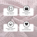 Hush Haven 100% Cotton Waffle Throw Blanket with Fringes (180x130 cm) - Pink