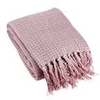 Hush Haven 100% Cotton Waffle Throw Blanket with Fringes (180x130 cm) - Pink