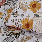 Hush Haven 6 Piece Digital Floral Print Duvet Cover Set - Inc. 1 Duvet Cover, 1 Fitted Sheet with 2 Housewife - 2 Oxford Pillowcases (Double) - Cream