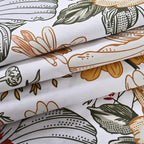 Hush Haven 6 Piece Digital Floral Print Duvet Cover Set - Inc. 1 Duvet Cover, 1 Fitted Sheet with 2 Housewife - 2 Oxford Pillowcases (Double) - Cream