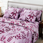 Hush Haven 6 Piece Digital Floral Print Duvet Cover Set - Inc. 1 Duvet Cover, 1 Fitted Sheet with 2 Housewife - 2 Oxford Pillowcases (Double) - Pink