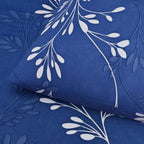 Hush Haven 6 Piece Digital Floral Print Duvet Cover Set - Inc. 1 Duvet Cover, 1 Fitted Sheet with 2 Housewife - 2 Oxford Pillowcases (Double) - Blue