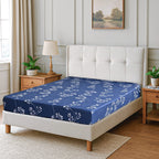 Hush Haven 6 Piece Digital Floral Print Duvet Cover Set - Inc. 1 Duvet Cover, 1 Fitted Sheet with 2 Housewife - 2 Oxford Pillowcases (Double) - Blue