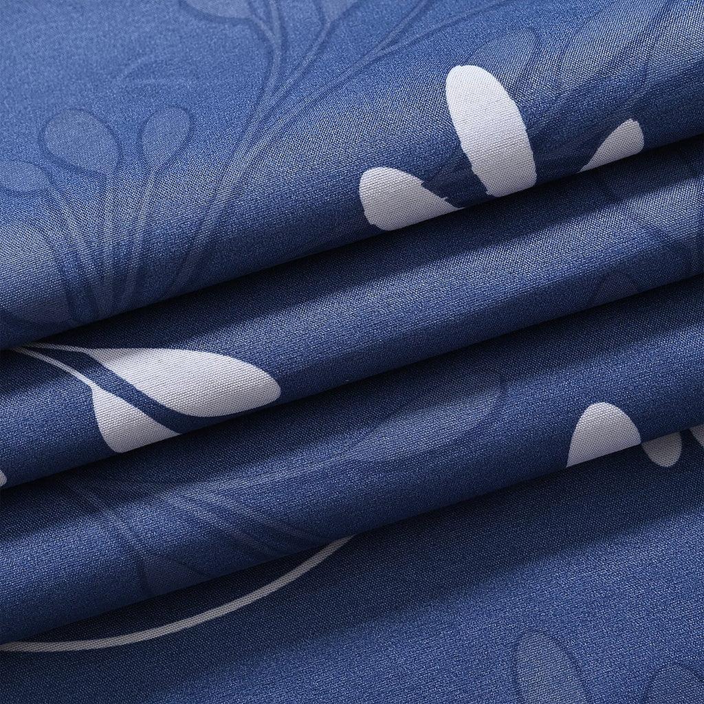 Hush Haven 6 Piece Digital Floral Print Duvet Cover Set - Inc. 1 Duvet Cover, 1 Fitted Sheet with 2 Housewife - 2 Oxford Pillowcases (Double) - Blue