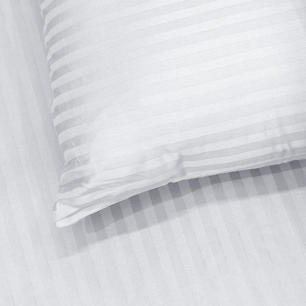 THE OPULENT LUXURY - Hush Haven 6-Piece Summer Striped Comforter Set - inc Comforter, Fitted Sheet, 2xHousewife - 2xOxford Pillowcase (200 x 200cm) - White