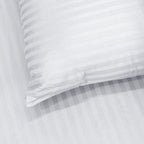 THE OPULENT LUXURY - Hush Haven 6-Piece Summer Striped Comforter Set - inc Comforter, Fitted Sheet, 2xHousewife - 2xOxford Pillowcase (200 x 200cm) - White