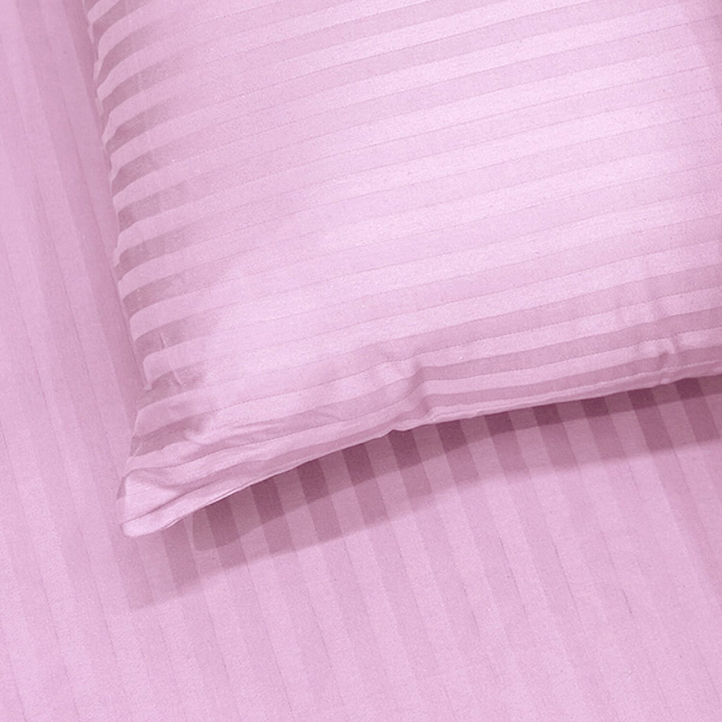 THE OPULENT LUXURY -- Hush Haven 6-Piece Summer Striped Comforter Set - inc Comforter, Fitted Sheet, 2xHousewife - 2xOxford Pillowcase (200 x 200cm) - Pink