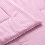 THE OPULENT LUXURY -- Hush Haven 6-Piece Summer Striped Comforter Set - inc Comforter, Fitted Sheet, 2xHousewife - 2xOxford Pillowcase (200 x 200cm) - Pink
