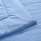THE OPULENT LUXURY -- Hush Haven 6-Piece Summer Striped Comforter Set - inc Comforter, Fitted Sheet, 2xHousewife - 2xOxford Pillowcase (King, 225 x 220cm) - Blue