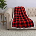 Hush Haven Ultra Soft Designer Inpired  Double Layer SHERPA Blanket (150 x 200 cm) - Black - Red