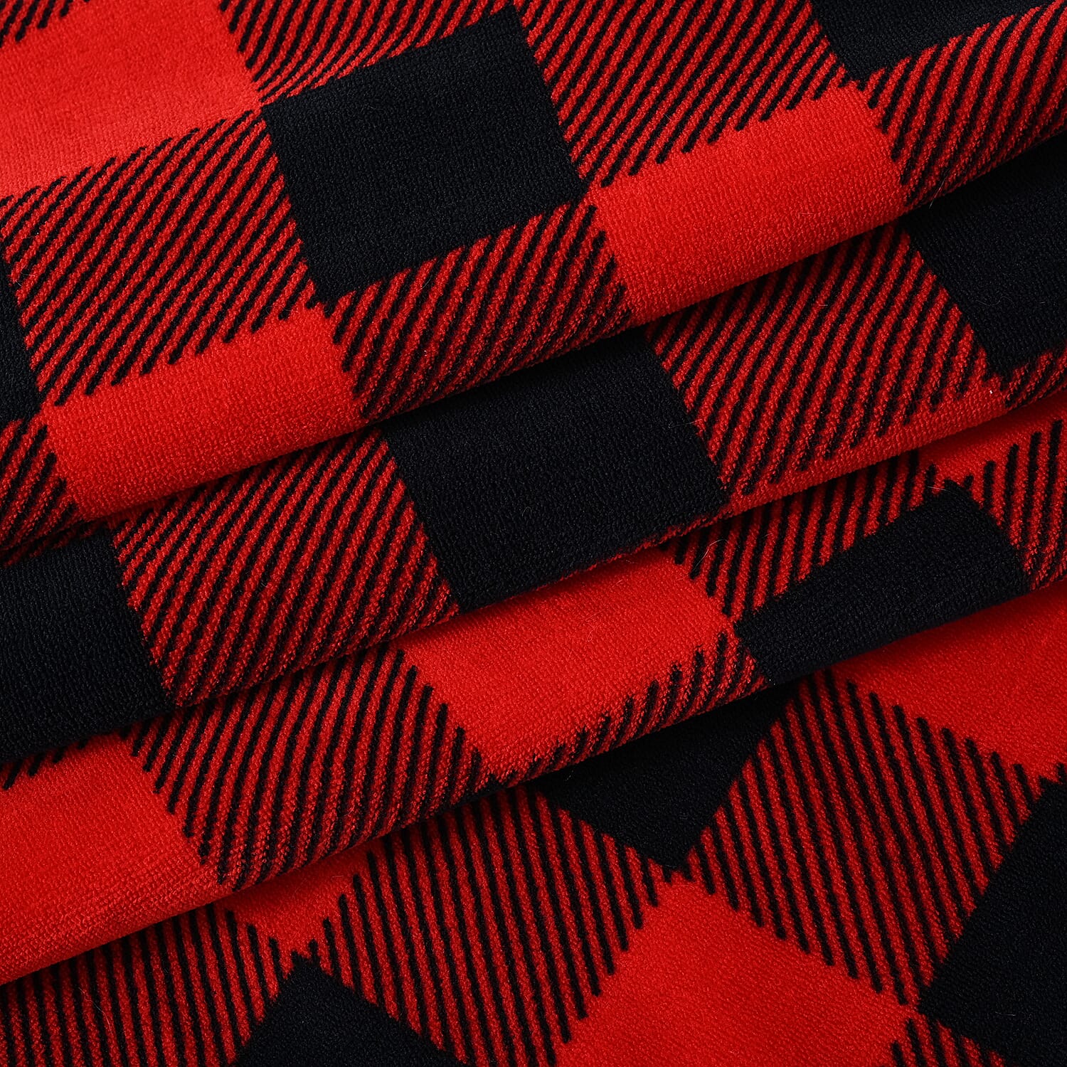 Hush Haven Ultra Soft Designer Inpired  Double Layer SHERPA Blanket (150 x 200 cm) - Black - Red