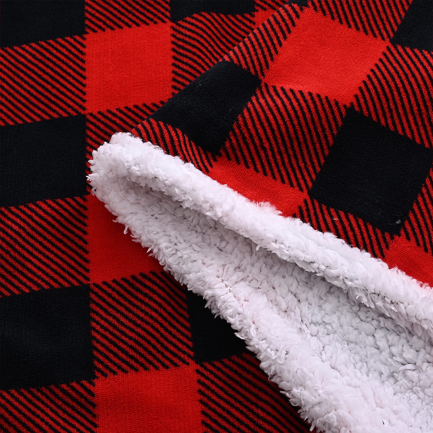 Hush Haven Ultra Soft Designer Inpired  Double Layer SHERPA Blanket (150 x 200 cm) - Black - Red