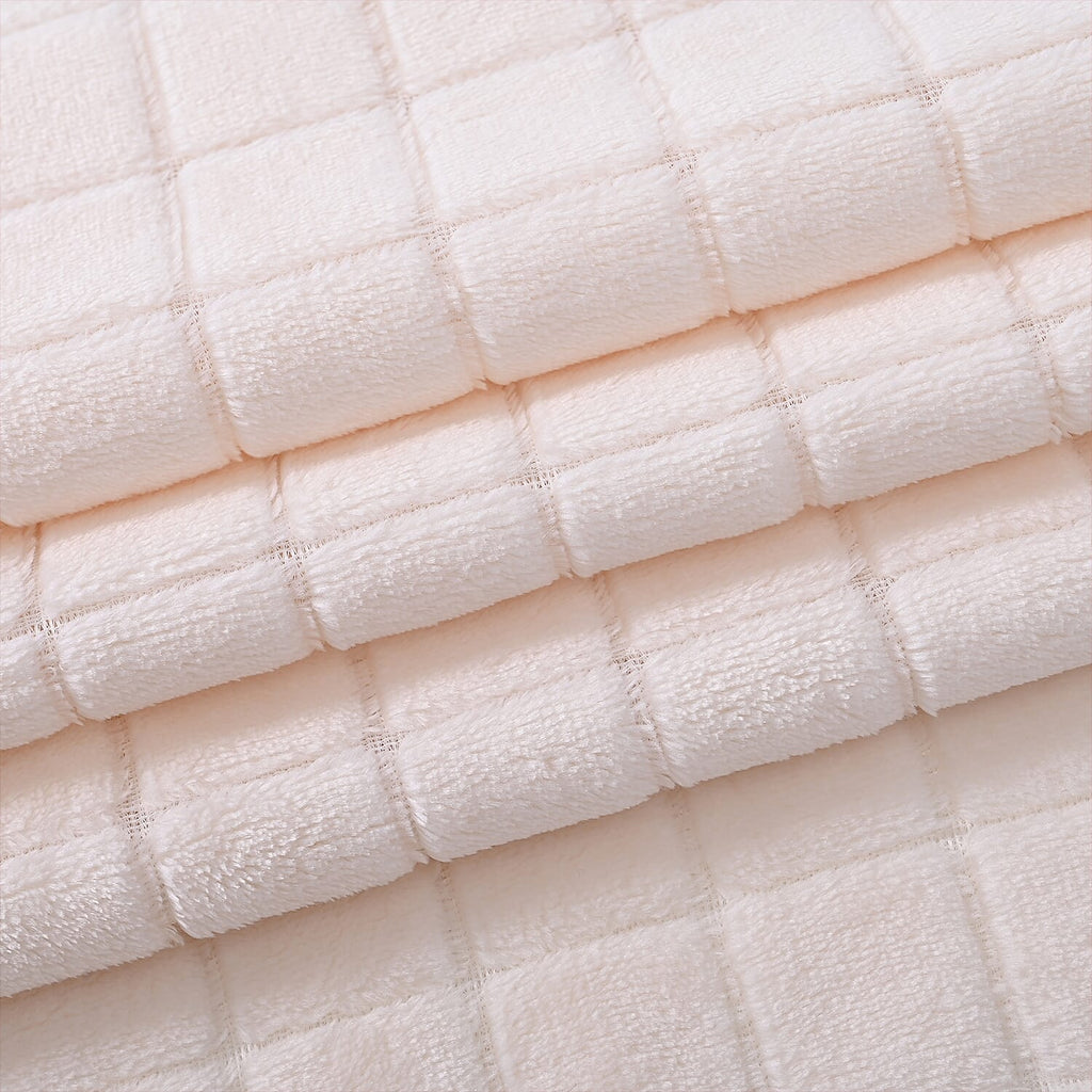 Hush Haven Checkered Super Soft Micro Luxury Blanket 270 GSM (200 x 150 cm) - Cream