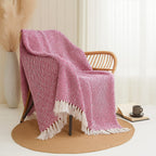Hush Heaven 100% Soft Cotton Diamond Weaved Throw Blanket (200x150cm) - Dark Pink