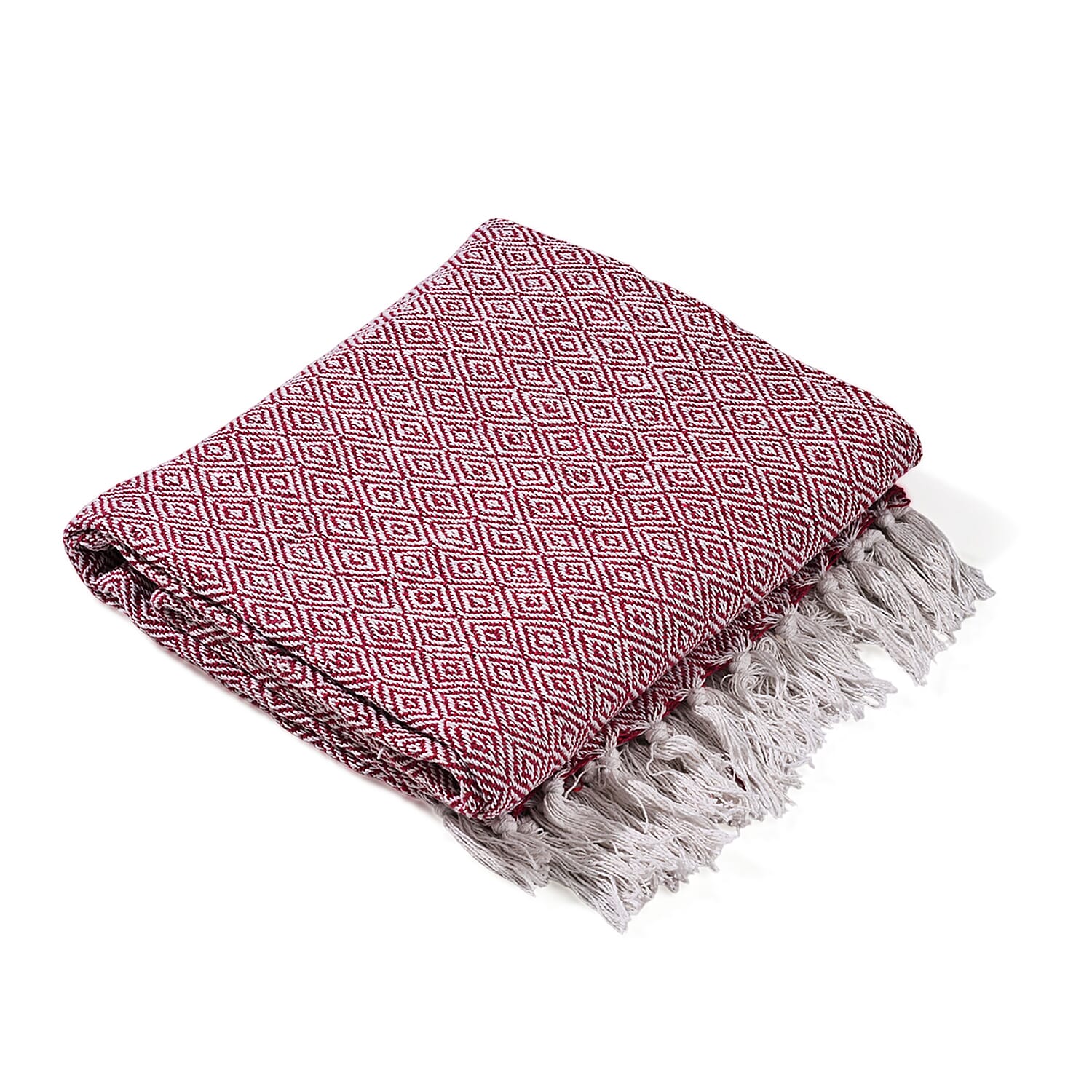 Hush Heaven 100% Soft Cotton Diamond Weaved Throw Blanket (200x150cm) - Dark Pink