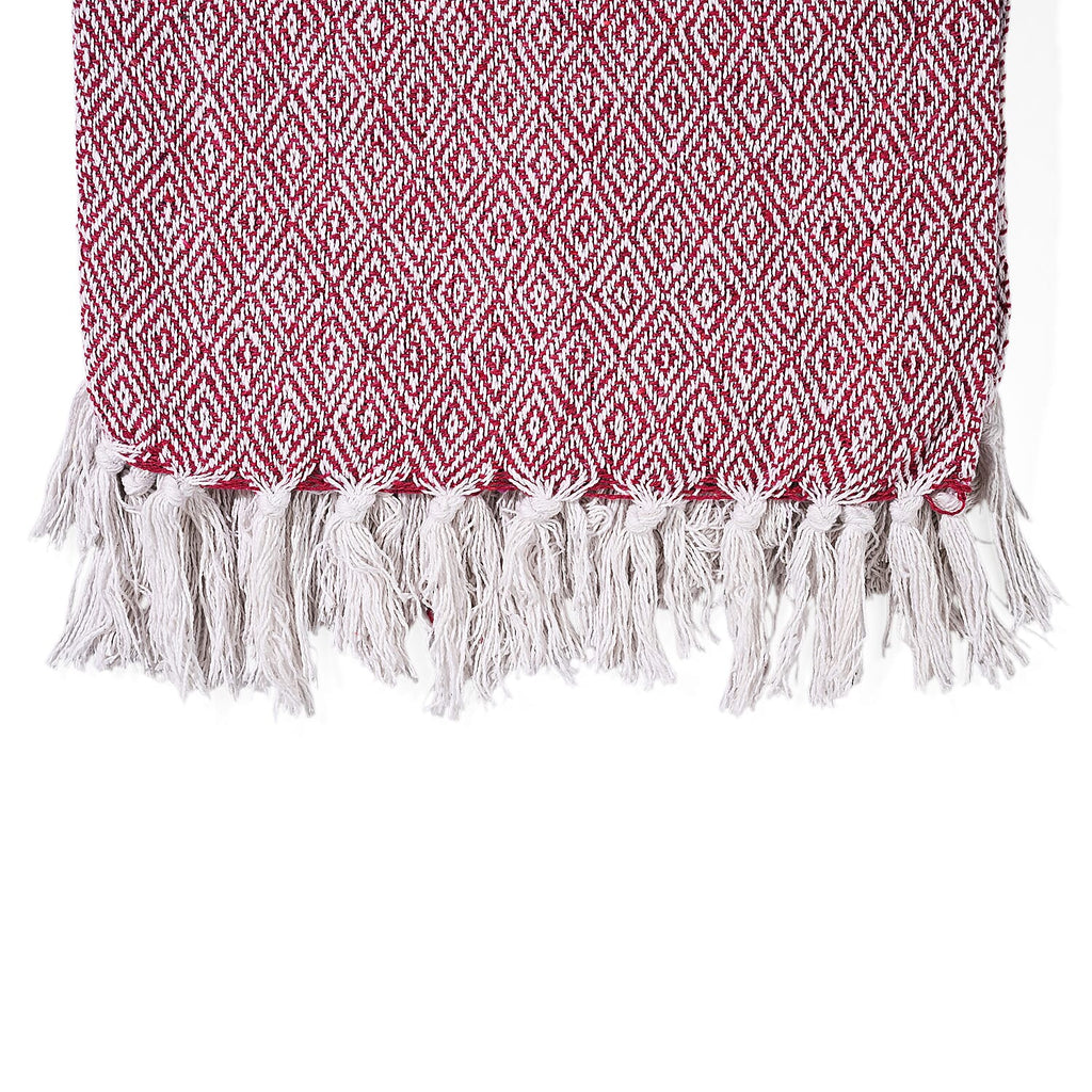 Hush Heaven 100% Soft Cotton Diamond Weaved Throw Blanket (200x150cm) - Dark Pink