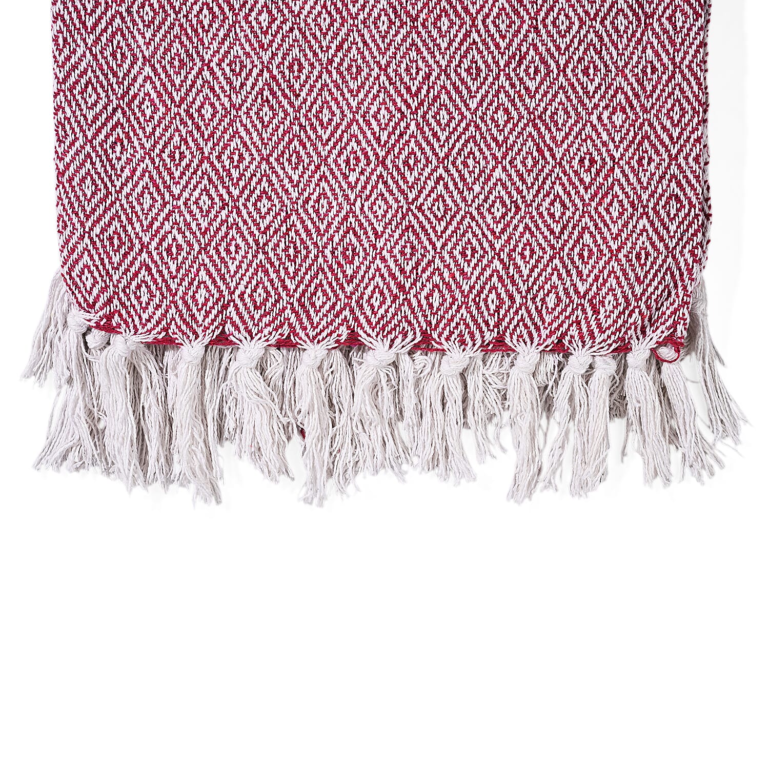Hush Heaven 100% Soft Cotton Diamond Weaved Throw Blanket (200x150cm) - Dark Pink