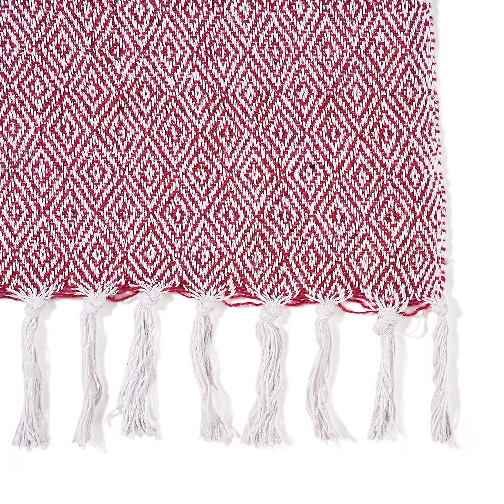Hush Heaven 100% Soft Cotton Diamond Weaved Throw Blanket (200x150cm) - Dark Pink