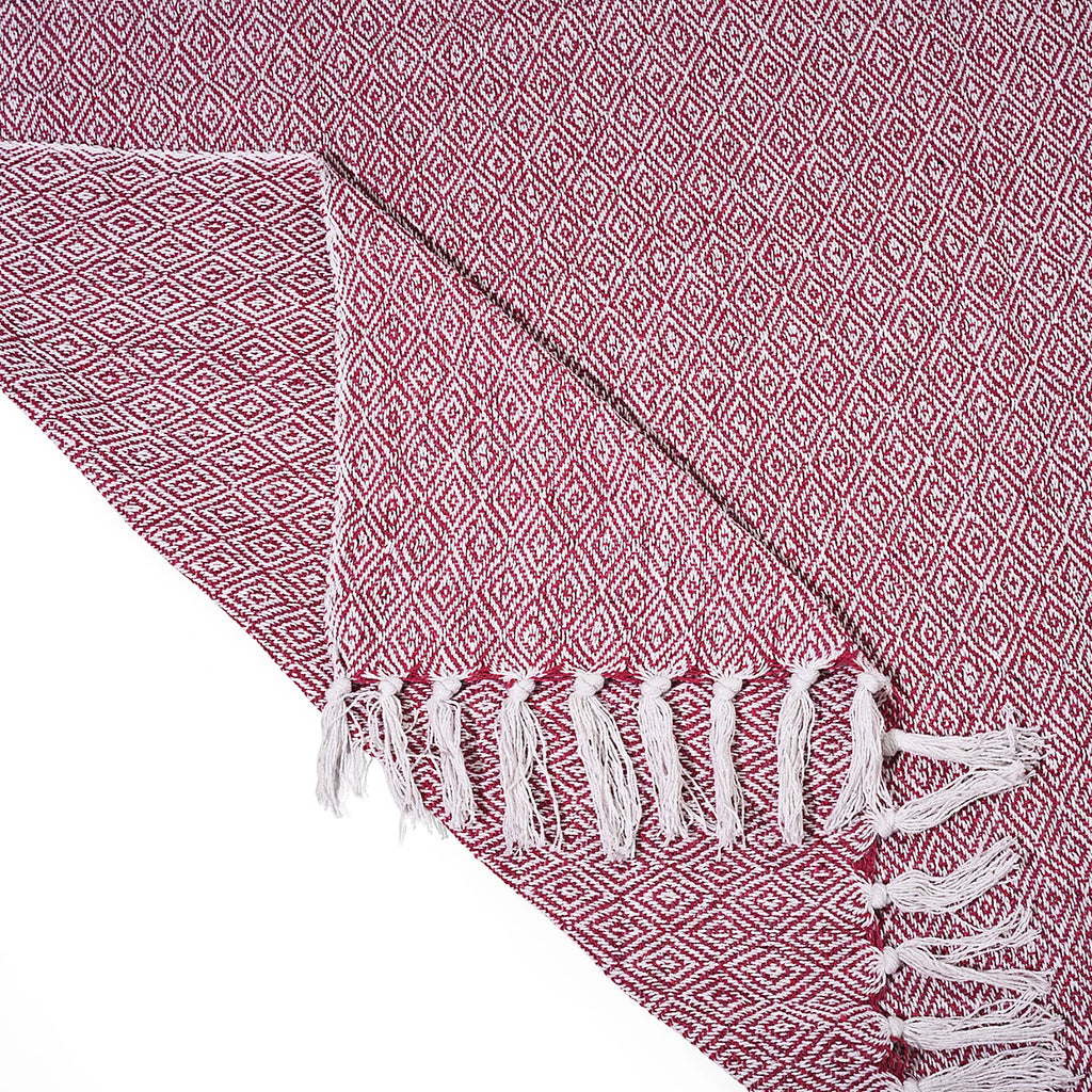 Hush Heaven 100% Soft Cotton Diamond Weaved Throw Blanket (200x150cm) - Dark Pink