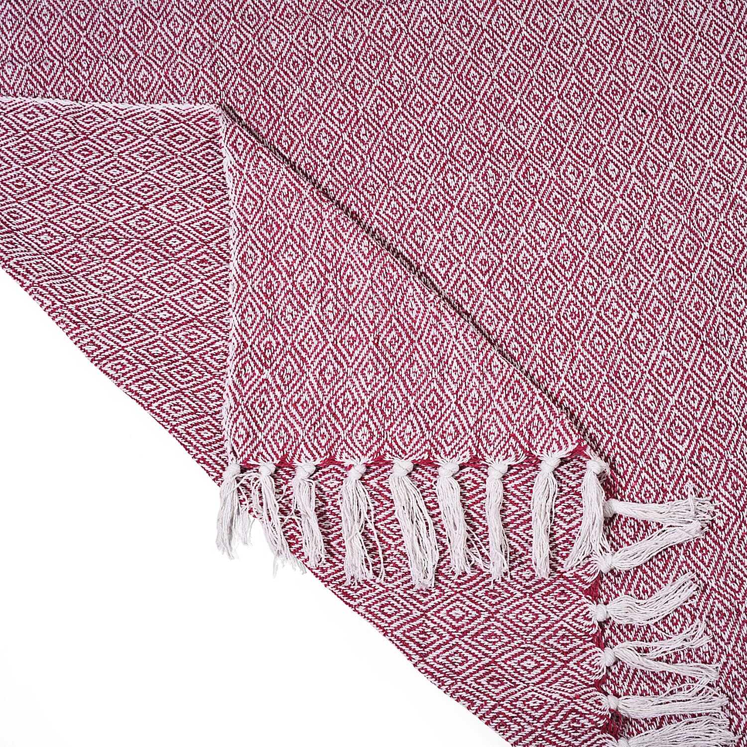Hush Heaven 100% Soft Cotton Diamond Weaved Throw Blanket (200x150cm) - Dark Pink
