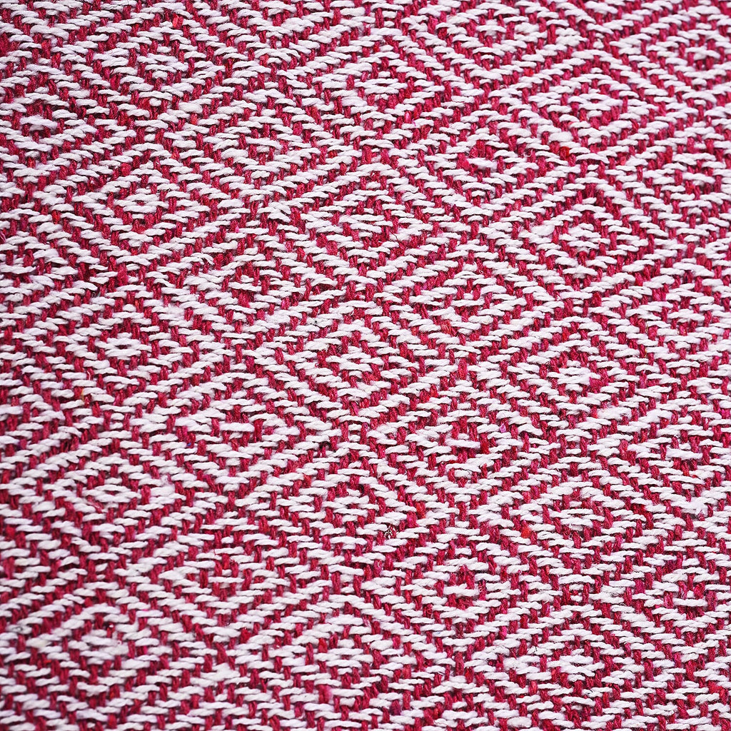 Hush Heaven 100% Soft Cotton Diamond Weaved Throw Blanket (200x150cm) - Dark Pink