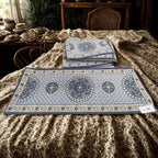 Hush Haven - Set of 2- Cotton Traditional Medallion Printed Floor Mat - Blue