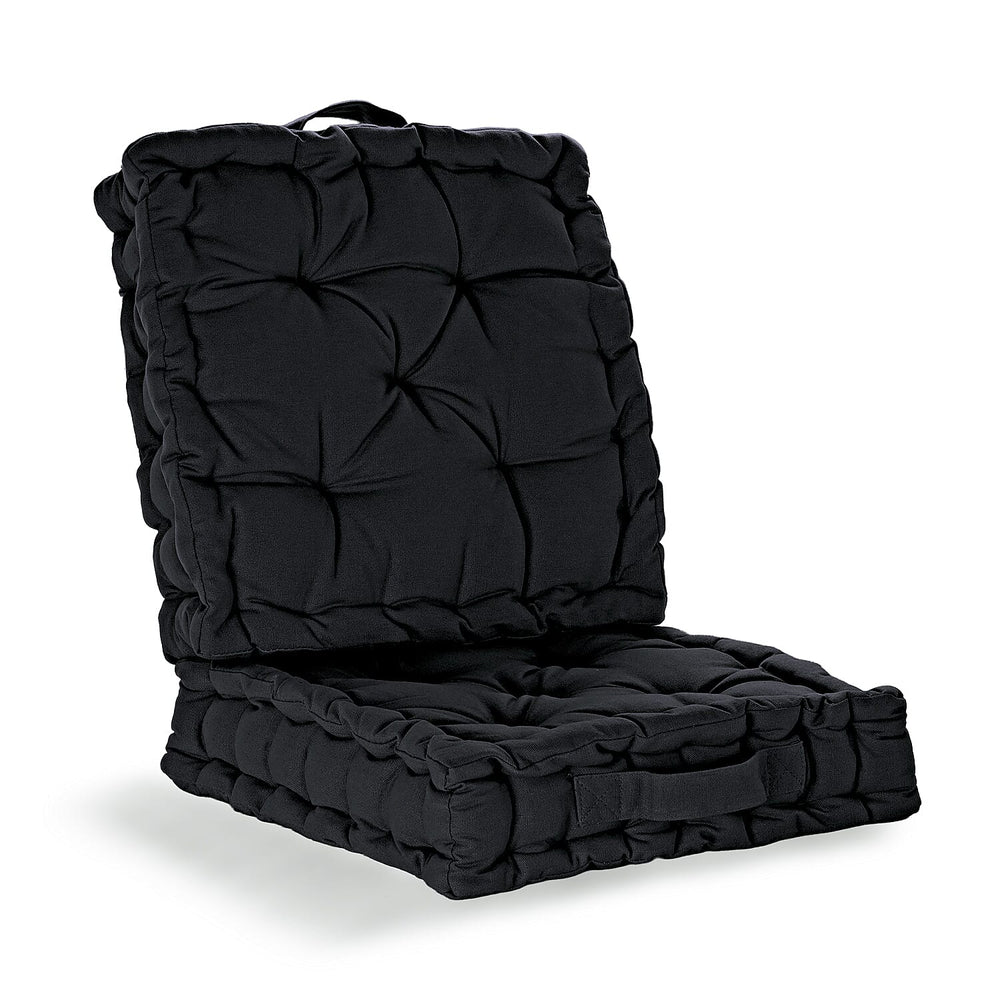 Hush Heven Set of 2 100% Cotton Floor Cushions (40 x 40 x 8cm) - Black