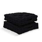 Hush Heven Set of 2 100% Cotton Floor Cushions (40 x 40 x 8cm) - Black