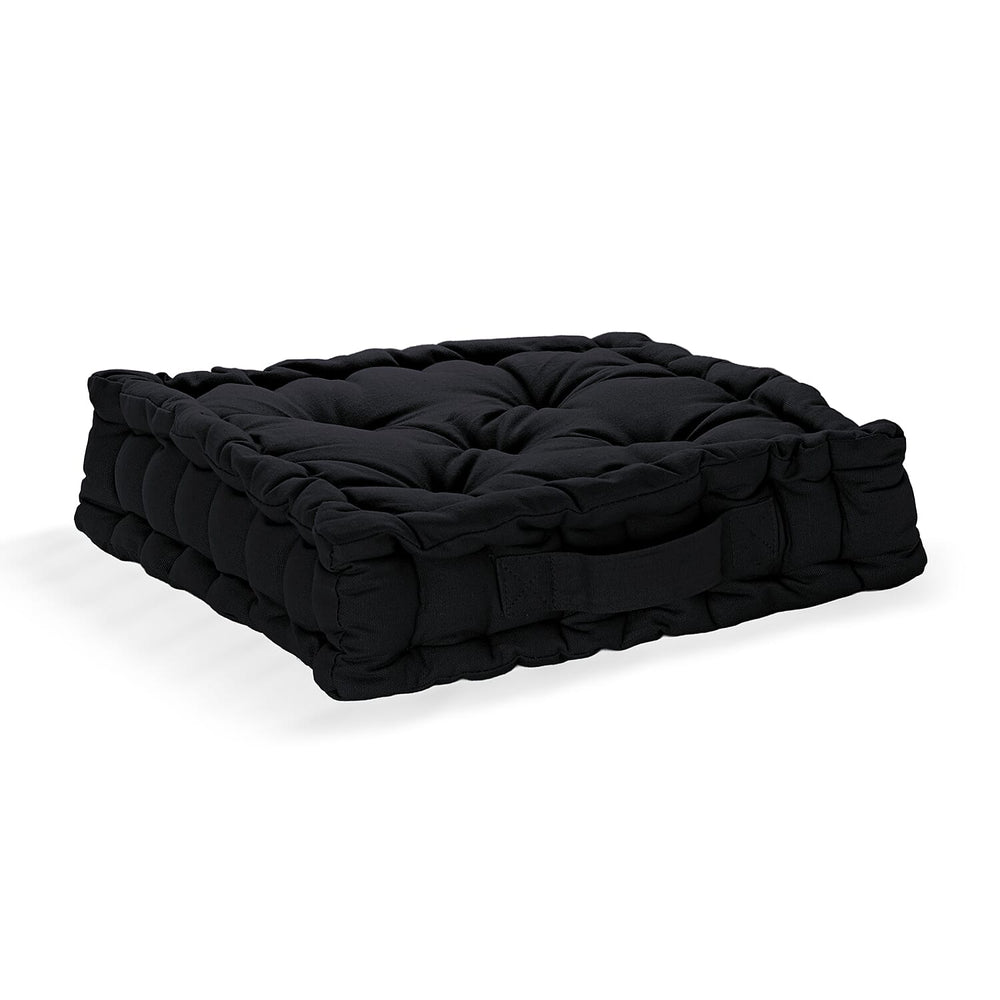 Hush Heven Set of 2 100% Cotton Floor Cushions (40 x 40 x 8cm) - Black