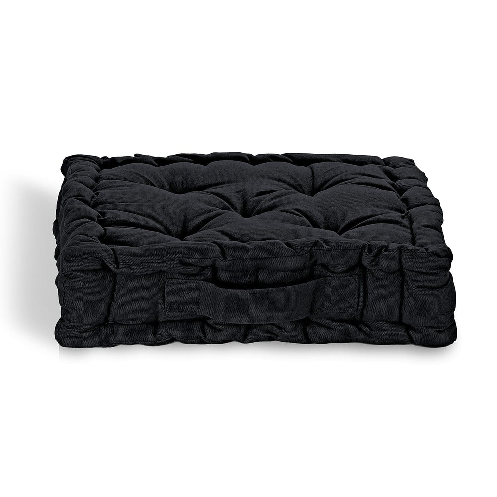 Hush Heven Set of 2 100% Cotton Floor Cushions (40 x 40 x 8cm) - Black