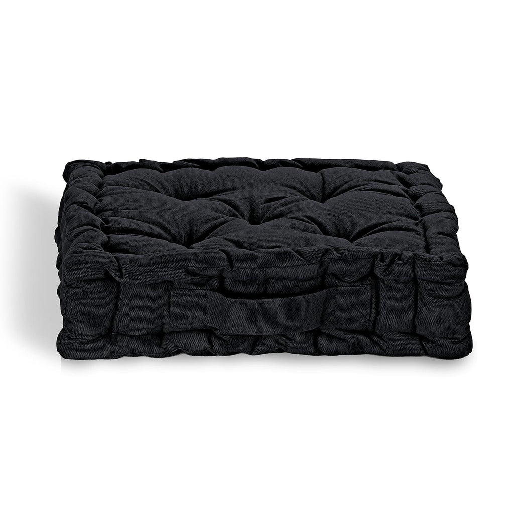 Hush Heven Set of 2 100% Cotton Floor Cushions (40 x 40 x 8cm) - Black