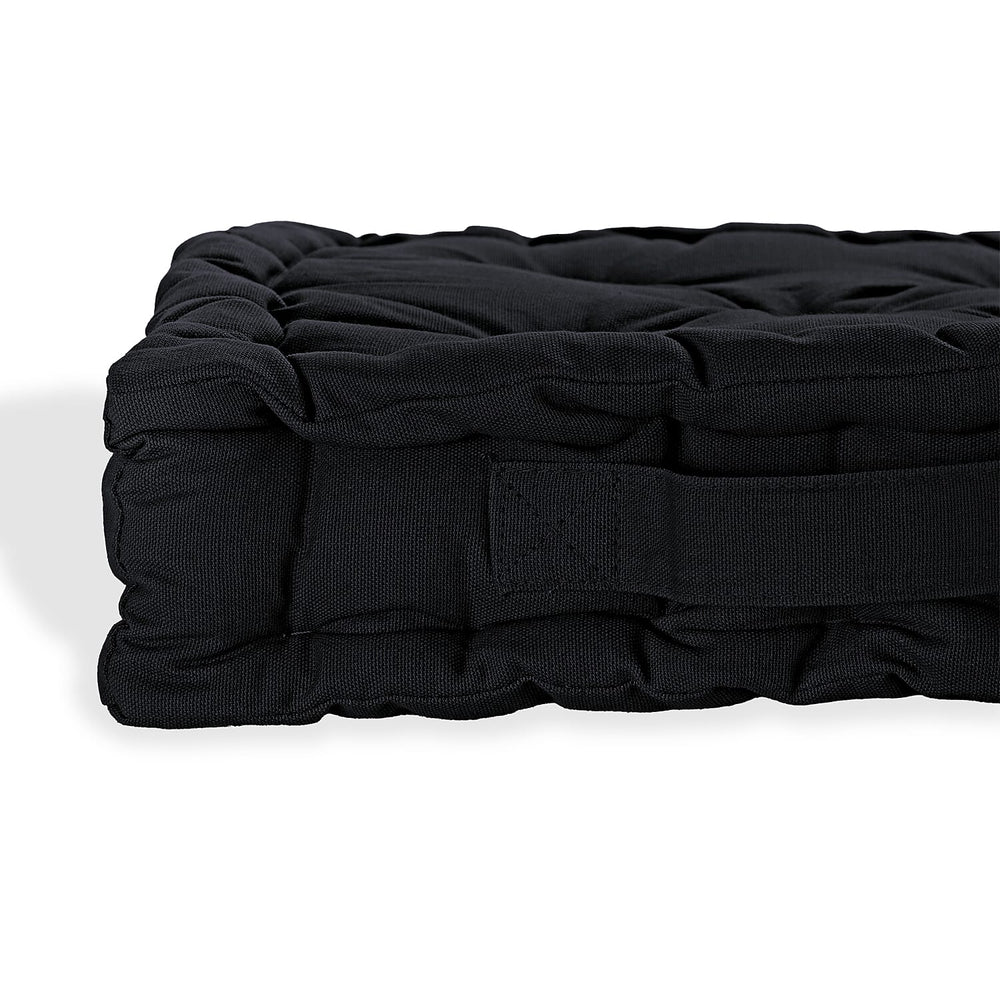 Hush Heven Set of 2 100% Cotton Floor Cushions (40 x 40 x 8cm) - Black