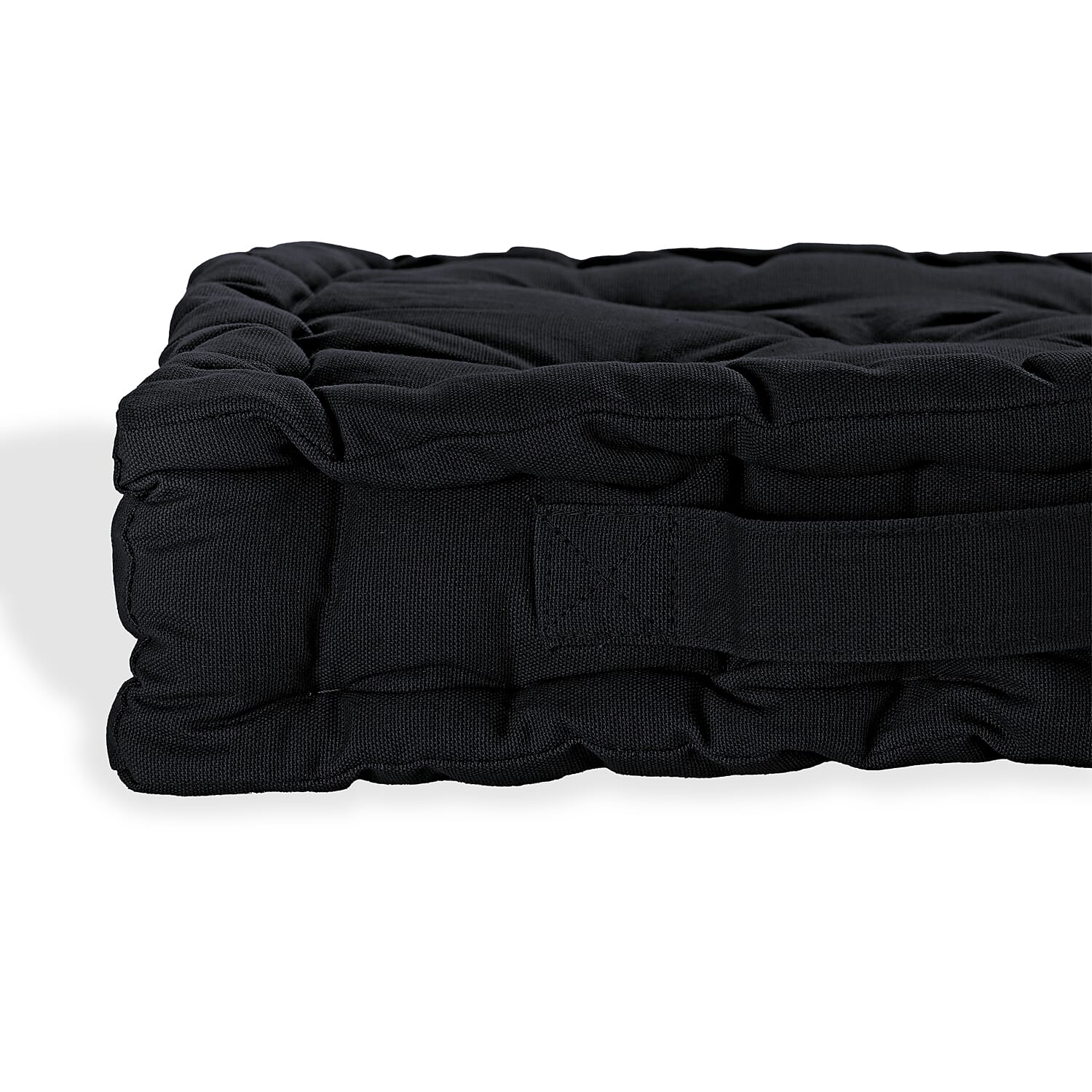 Hush Heven Set of 2 100% Cotton Floor Cushions (40 x 40 x 8cm) - Black