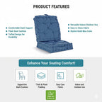 Hush Heven Set of 2 100% Cotton Floor Cushions (40 x 40 x 8cm) - Blue