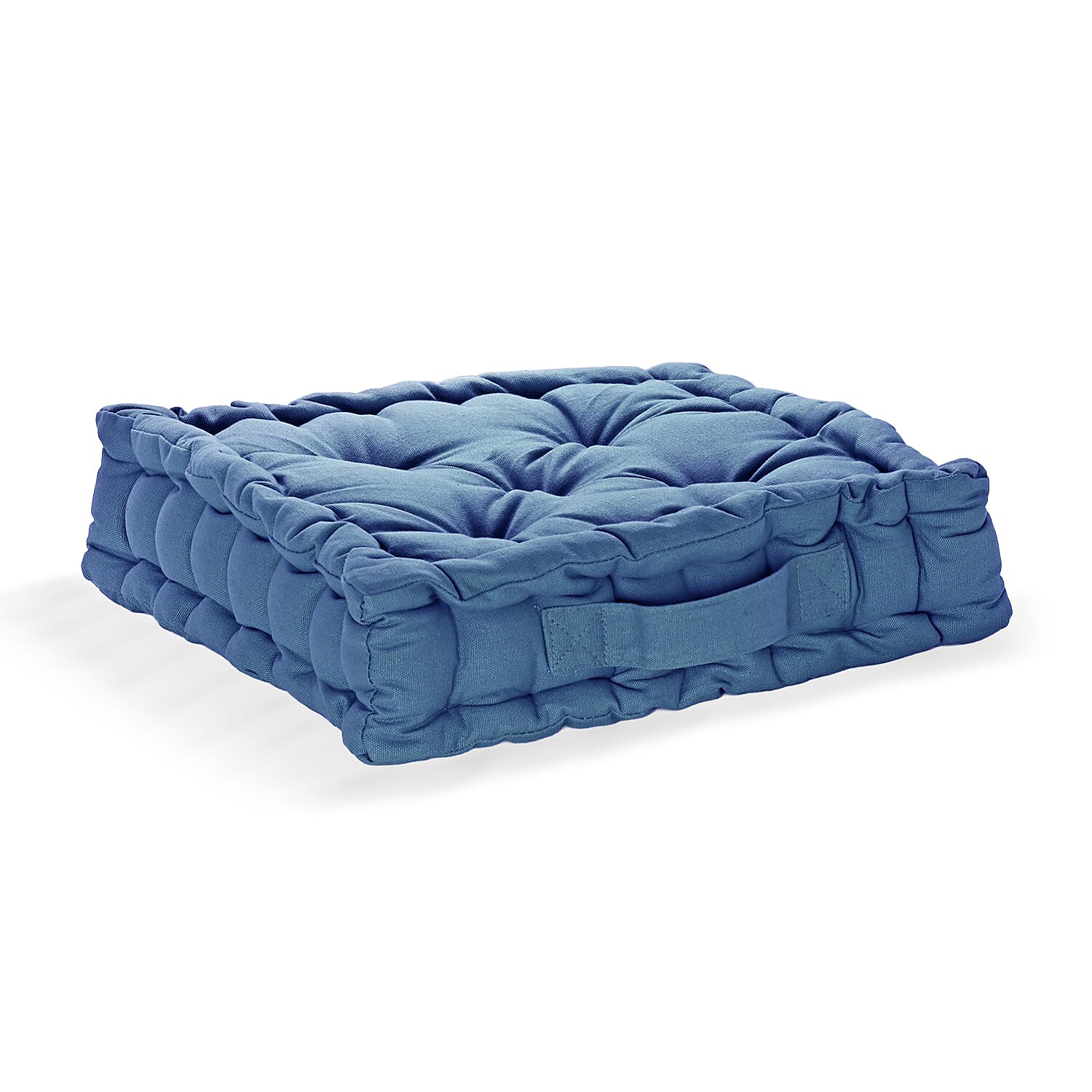 Hush Heven Set of 2 100% Cotton Floor Cushions (40 x 40 x 8cm) - Blue