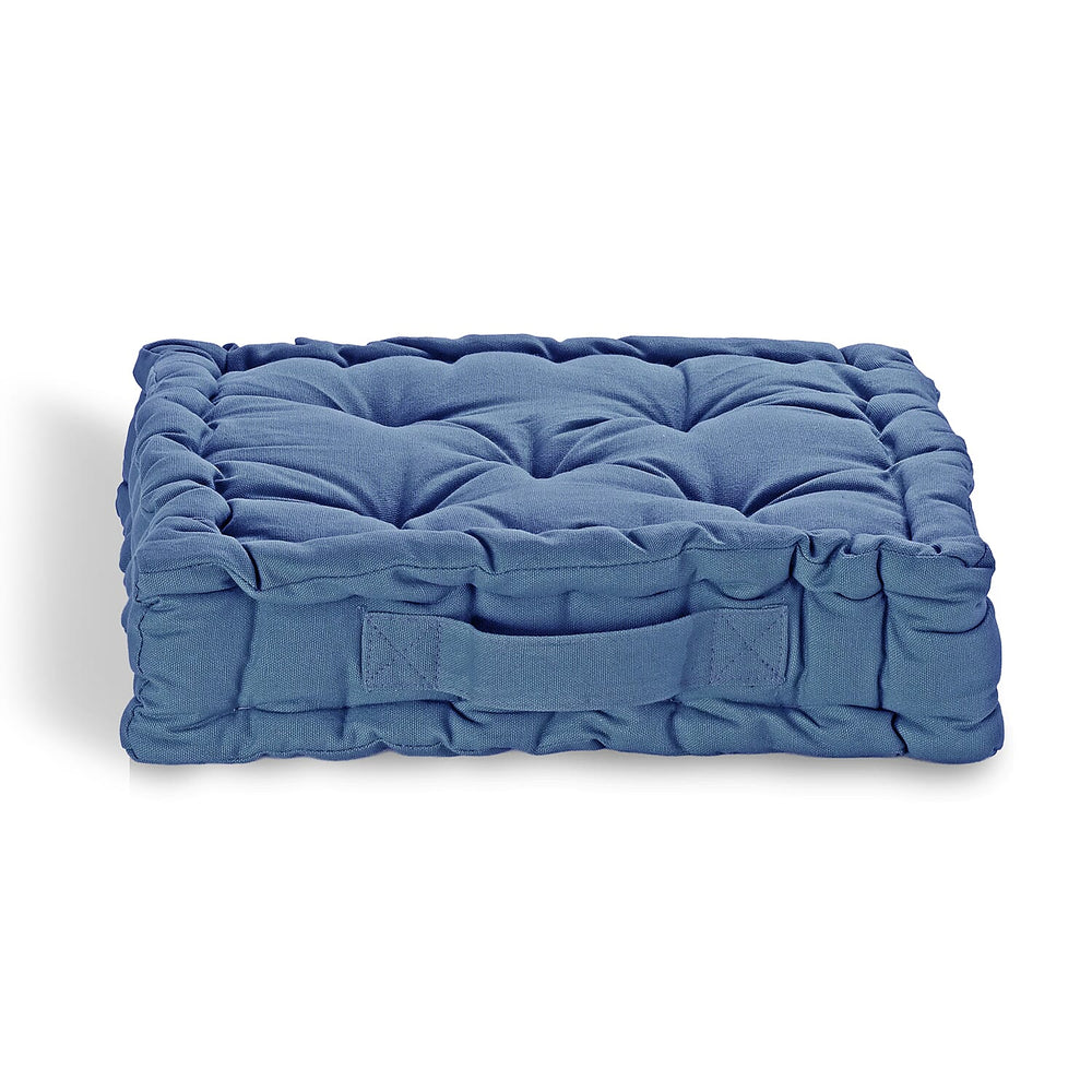 Hush Heven Set of 2 100% Cotton Floor Cushions (40 x 40 x 8cm) - Blue