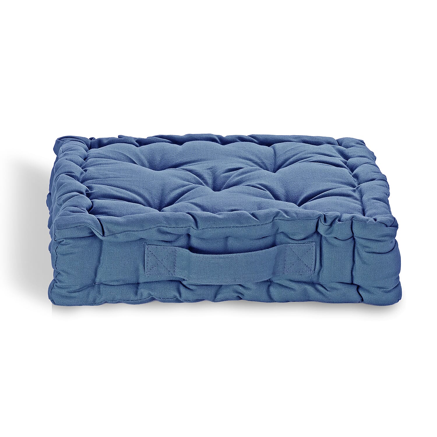 Hush Heven Set of 2 100% Cotton Floor Cushions (40 x 40 x 8cm) - Blue