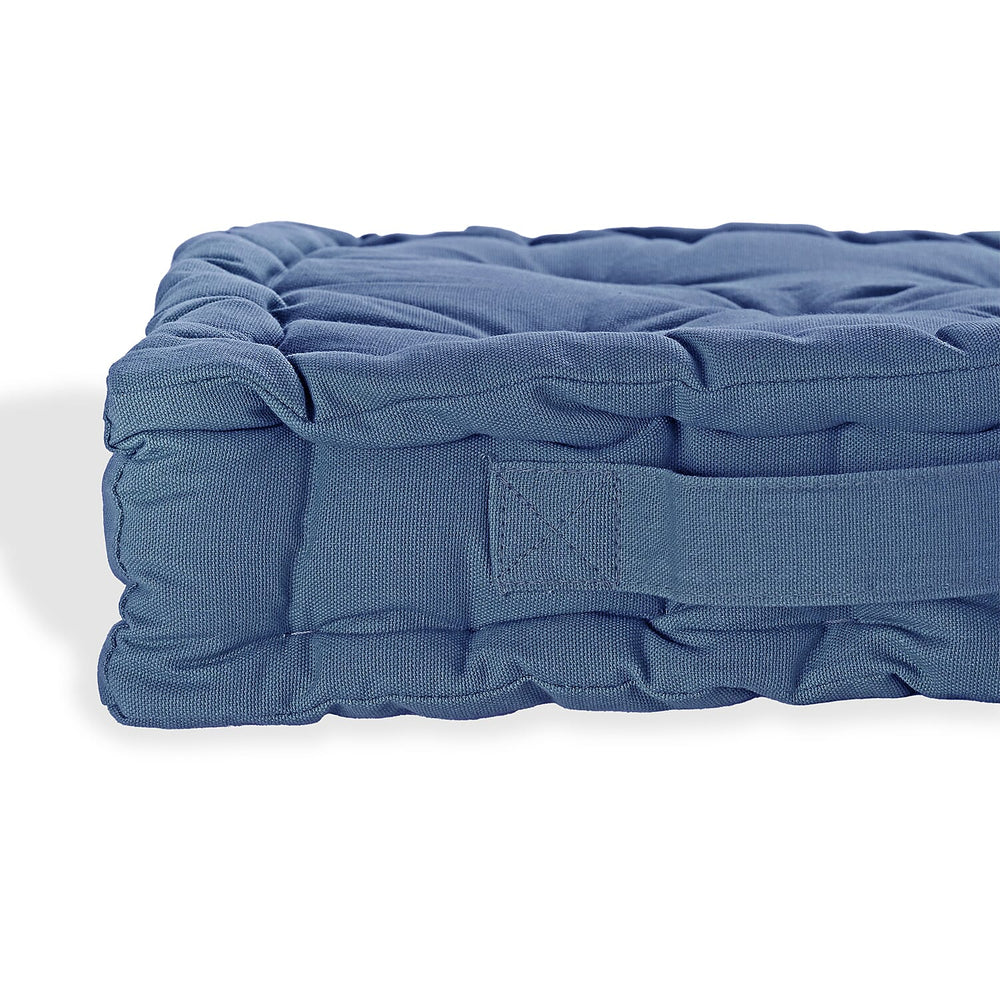 Hush Heven Set of 2 100% Cotton Floor Cushions (40 x 40 x 8cm) - Blue