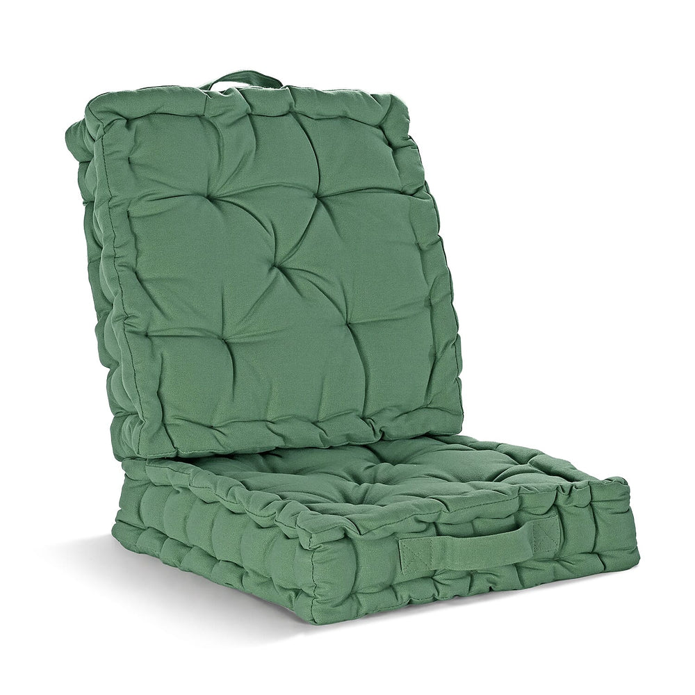 Hush Heven Set of 2 100% Cotton Floor Cushions (40 x 40 x 8cm) - Green