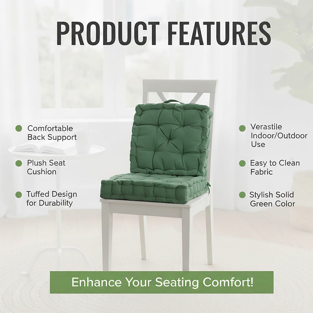Hush Heven Set of 2 100% Cotton Floor Cushions (40 x 40 x 8cm) - Green