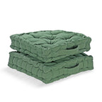Hush Heven Set of 2 100% Cotton Floor Cushions (40 x 40 x 8cm) - Green