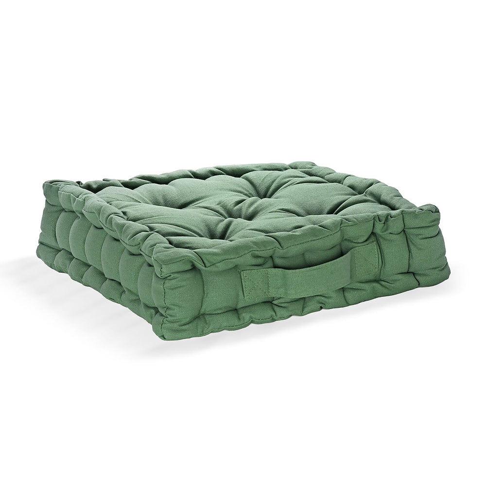 Hush Heven Set of 2 100% Cotton Floor Cushions (40 x 40 x 8cm) - Green
