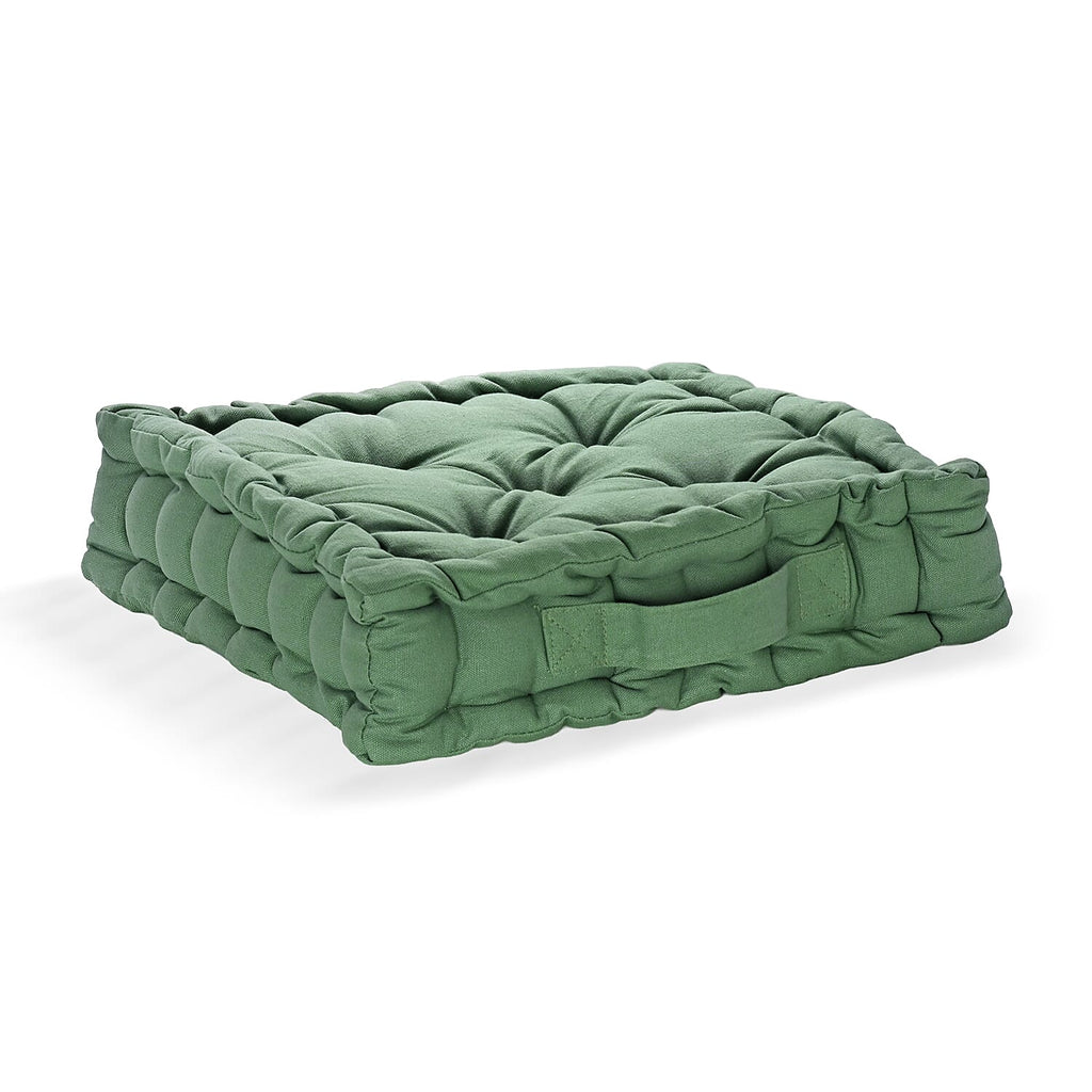 Hush Heven Set of 2 100% Cotton Floor Cushions (40 x 40 x 8cm) - Green